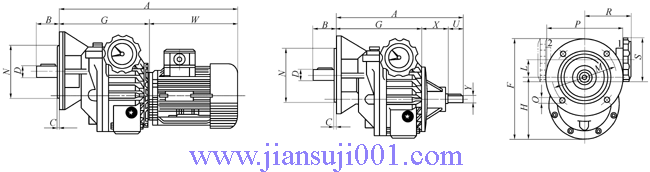 MBNL(F)-C、MBNL(F)Y-C單級(jí)齒輪減速機(jī)組合外形及安裝尺寸